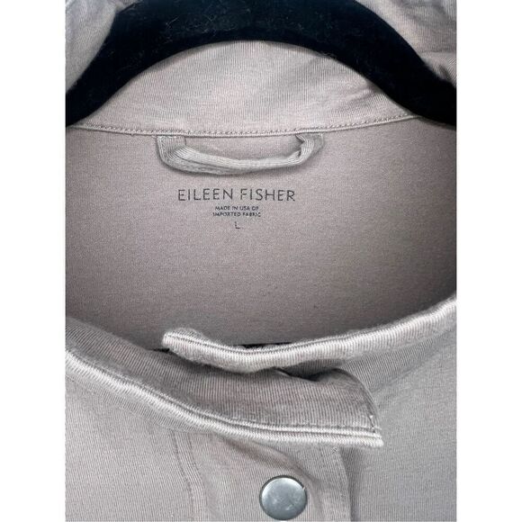 Eileen Fisher Women’s Large Jacket Beige Full Zip Snap Front Organic Cotton - Picture 3 of 7